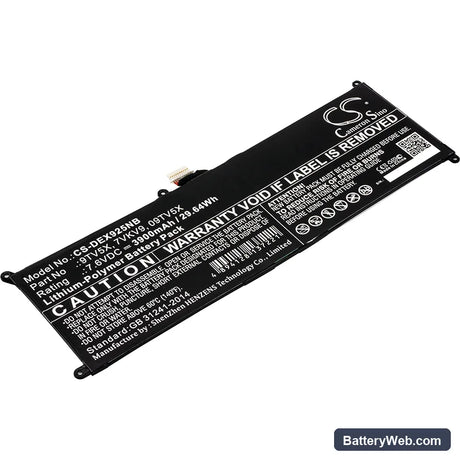 Dell XPS 12 9250 Replacement Battery, 7.6V, 3900mAh, Li-Polymer 1