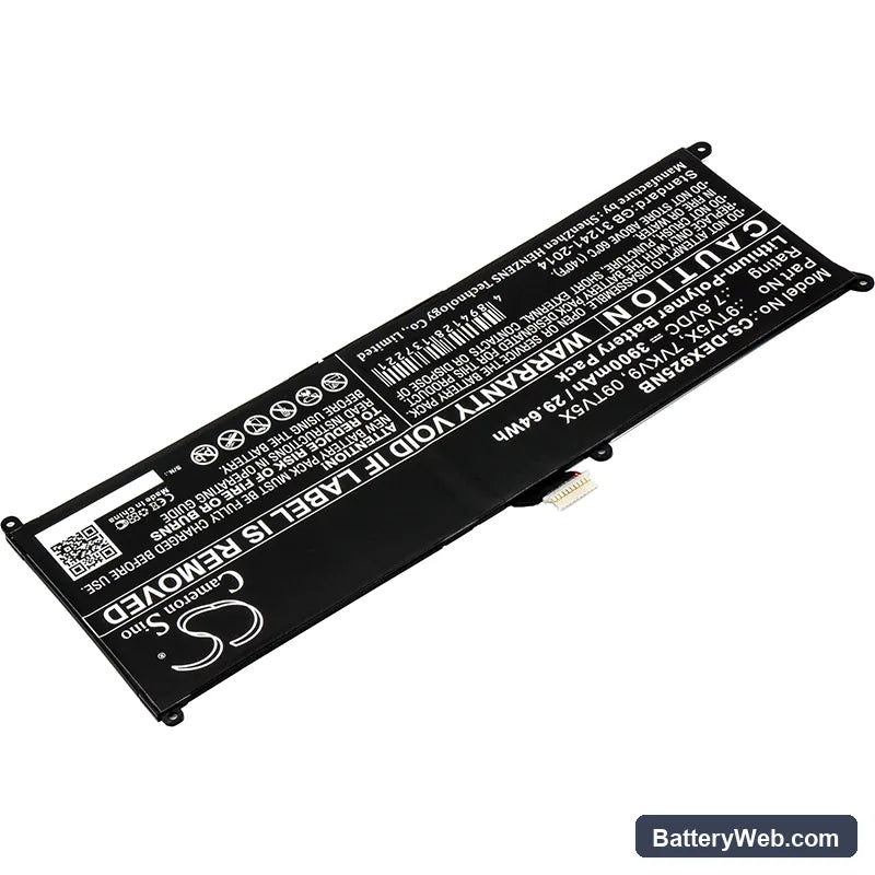 Dell XPS 12 9250 Replacement Battery, 7.6V, 3900mAh, Li-Polymer 2