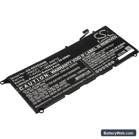 Dell XPS 13 9360 Replacement Battery, 7.6V, 7850mAh, Li-Polymer 1