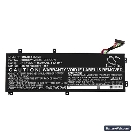 Dell P56F002 Replacement Battery, 11.4V, 4600mAh, Li-Polymer 3