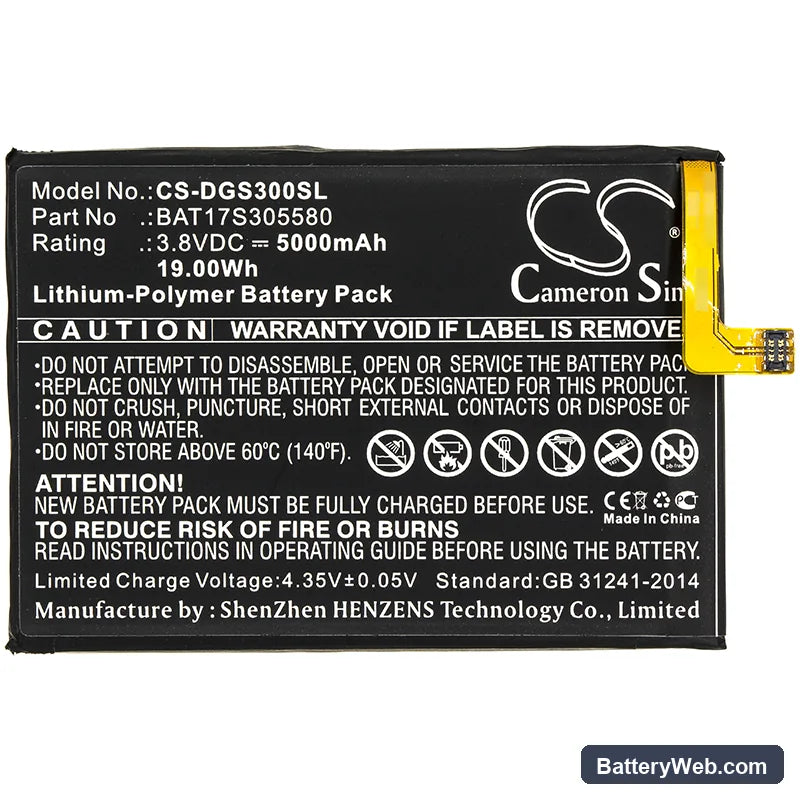 Doogee S30 Replacement Battery, 3.8V, 5000mAh, Li-Polymer 3