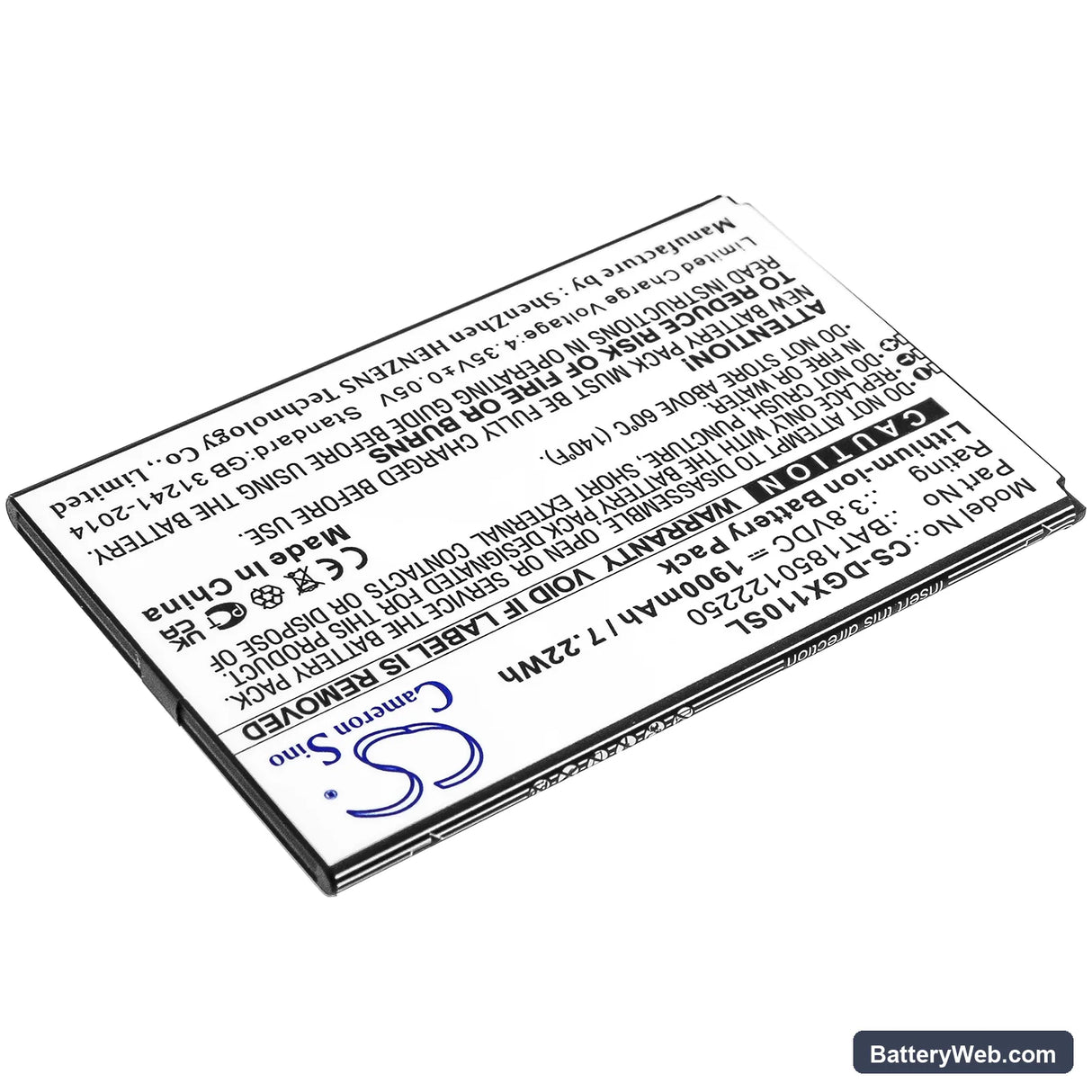 Doogee X11 Replacement Battery, 3.8V, 1900mAh, Li-ion 2