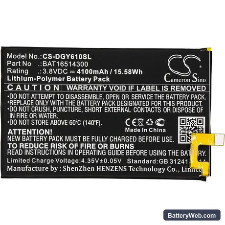 Doogee Y6 Max Replacement Battery, 3.8V, 4100mAh, Li-Polymer 3