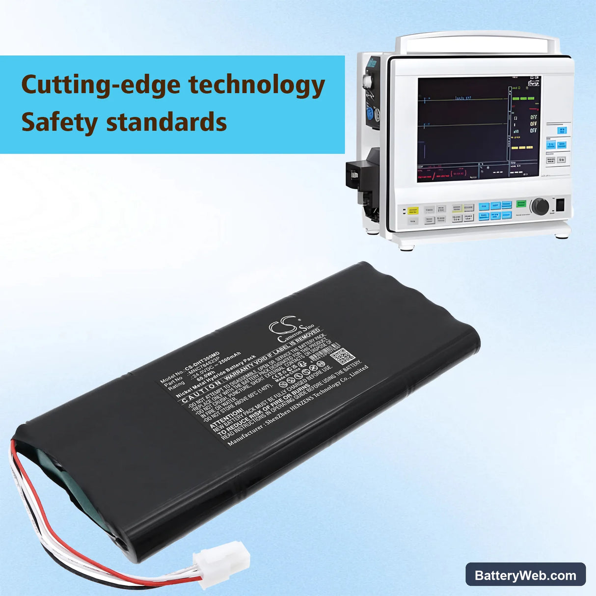 GE AS3 Monitor Compact Option Replacement Battery, 24V, 2500mAh, Ni-MH 6