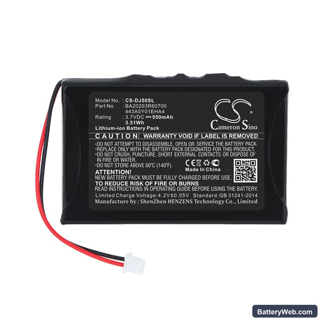 Dell Jukebox DJ 5GB Replacement Battery, 3.7V, 950mAh, Li-ion 3
