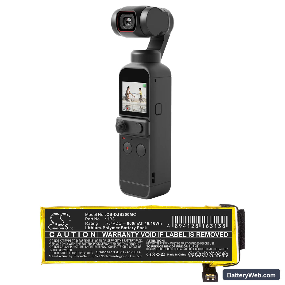 DJI Osmo Pocket Replacement Battery, 7.7V, 800mAh, Li-Polymer 5