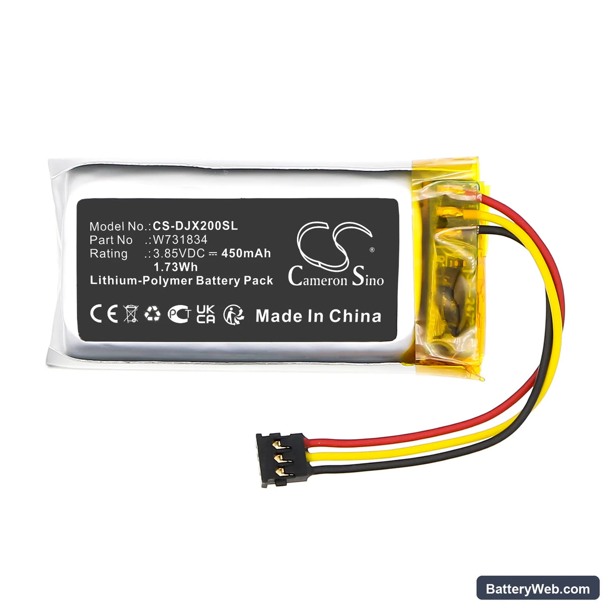 DJI MIC 2 Charging Case Replacement Battery, 3.85V, 450mAh, Li-Polymer 3