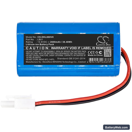 Donkey DL880 Replacement Battery, 14.8V, 2600mAh, Li-ion 3