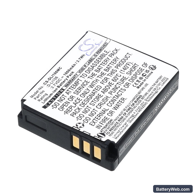 Pentax Optio X90 Replacement Battery, 3.7V, 1000mAh, Li-ion 1