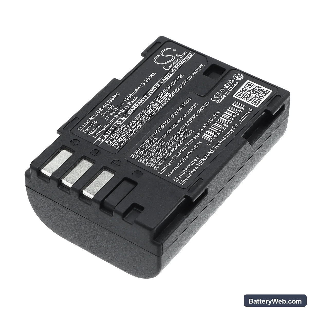 Pentax K-7 Replacement Battery, 7.4V, 1250mAh, Li-ion 1