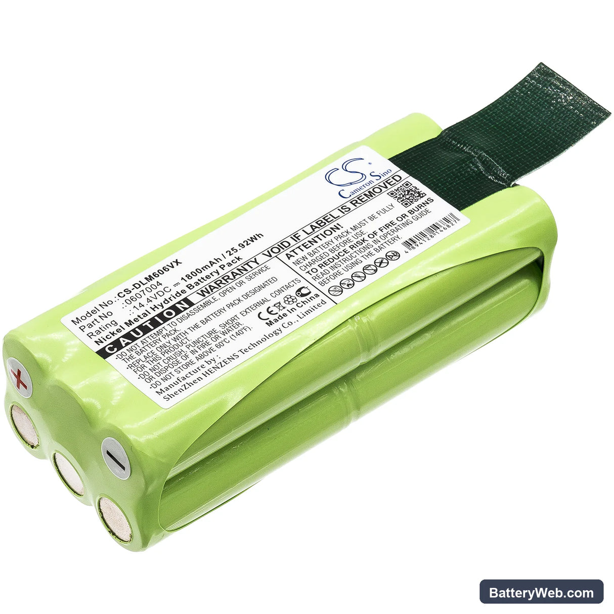 Dirt Devil Libero M606 Replacement Battery, 14.4V, 1800mAh, Ni-MH 1