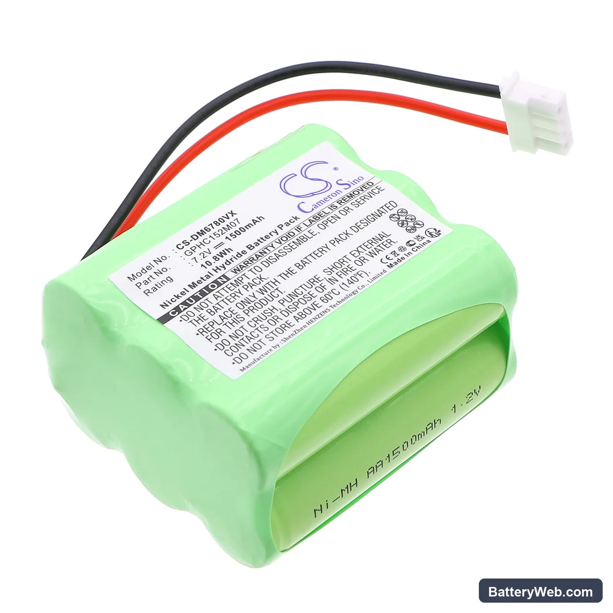 Dirt Devil EVO M678 Replacement Battery, 7.2V, 1500mAh, Ni-MH 1