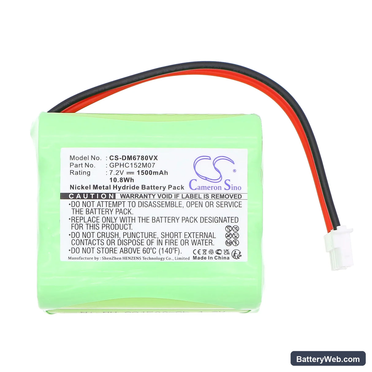 Dirt Devil EVO M678 Replacement Battery, 7.2V, 1500mAh, Ni-MH 3
