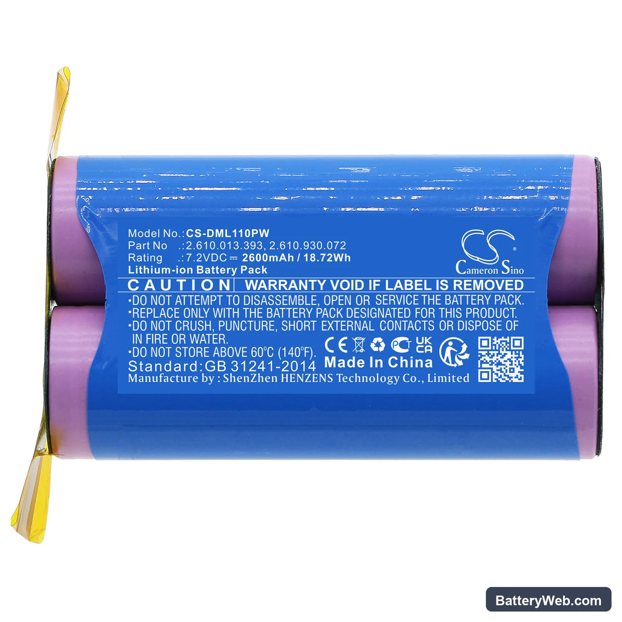 Dremel 1100LI Replacement Battery, 7.2V, 2600mAh, Li-ion 3