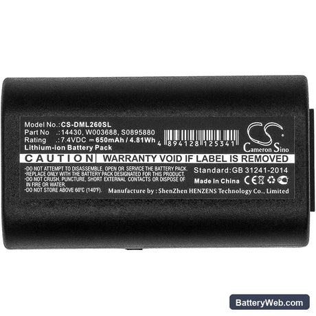 3M PL200 Replacement Battery, 7.4V, 650mAh, Li-ion 3