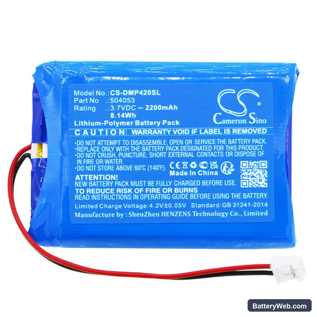 Drager MSI PG4000 Replacement Battery, 3.7V, 2200mAh, Li-Polymer 3