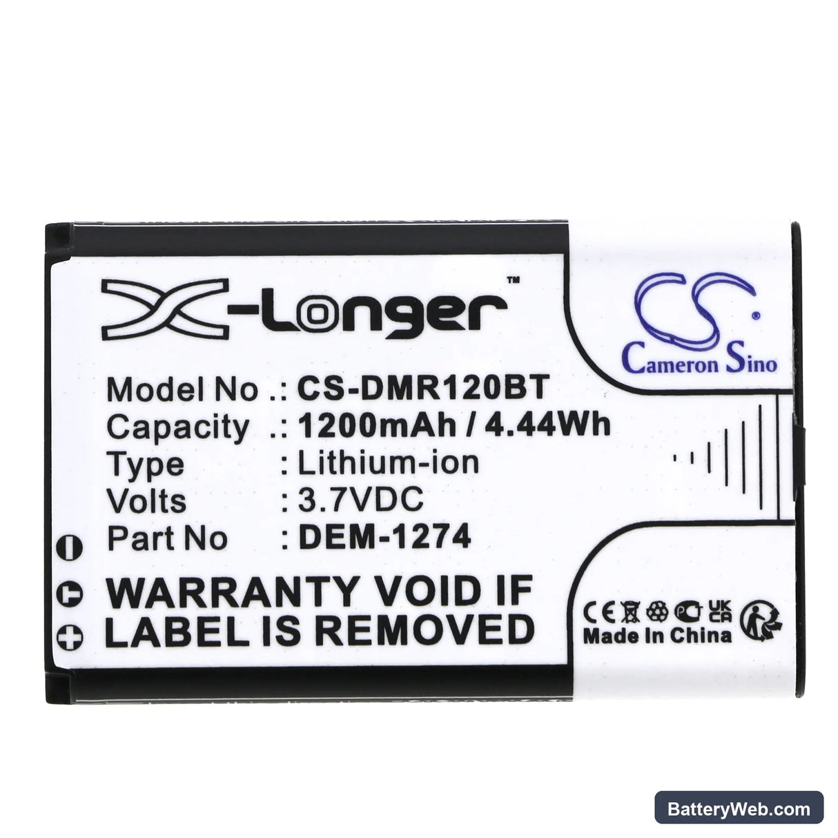 DEM K32RF Replacement Battery, 3.7V, 1200mAh, Li-ion 3