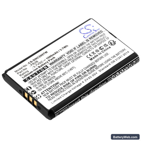 Dynascan 2B Replacement Battery, 3.7V, 1000mAh, Li-ion 1