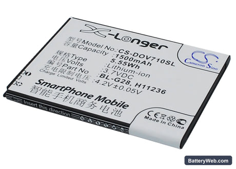 DOOV D710 Replacement Battery, 3.7V, 1500mAh, Li-ion 1