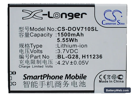 DOOV D710 Replacement Battery, 3.7V, 1500mAh, Li-ion 5