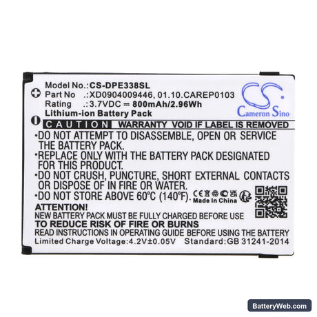 Doro PhoneEasy 338 Replacement Battery, 3.7V, 800mAh, Li-ion 3