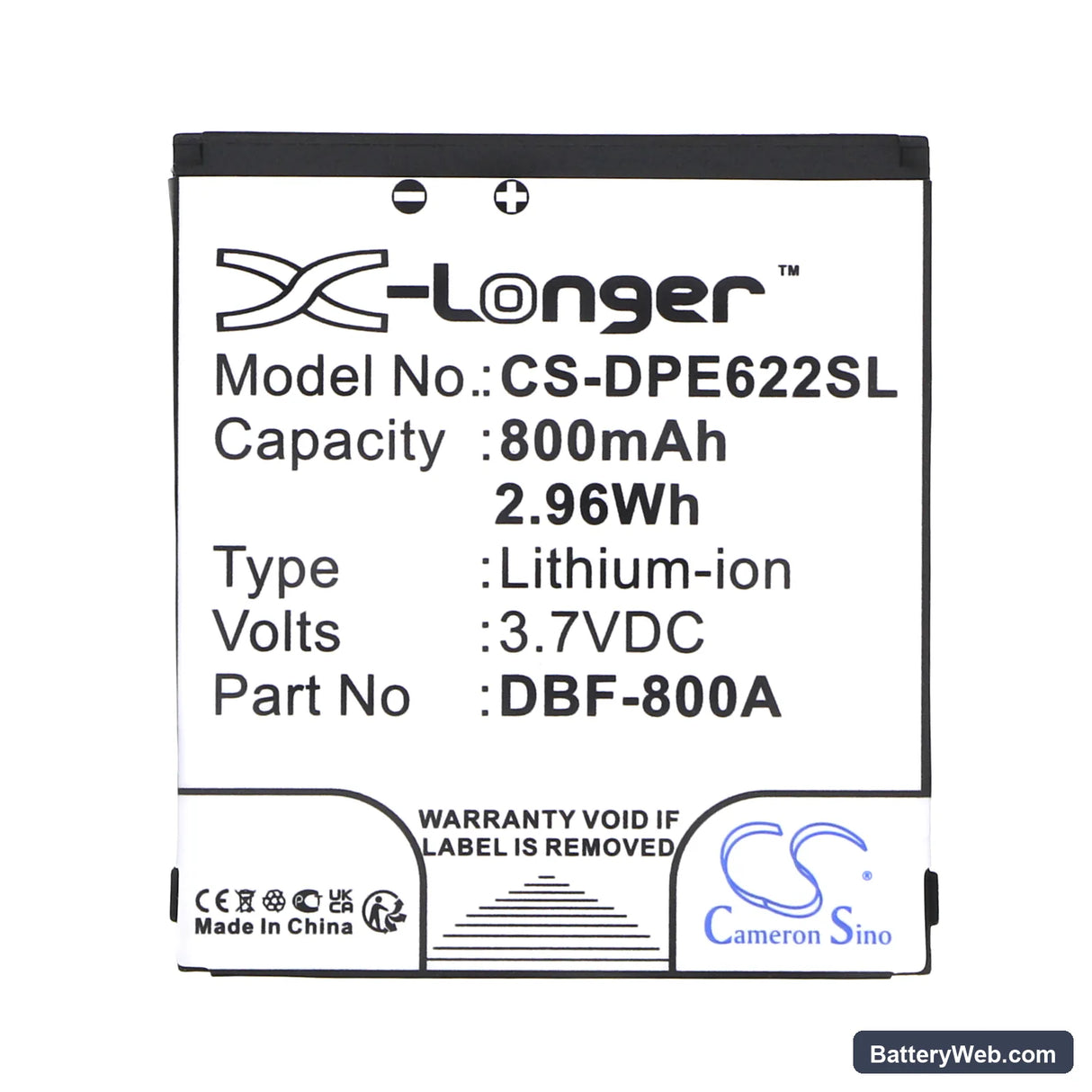 Doro PhoneEasy 622 Replacement Battery, 3.7V, 800mAh, Li-ion 3