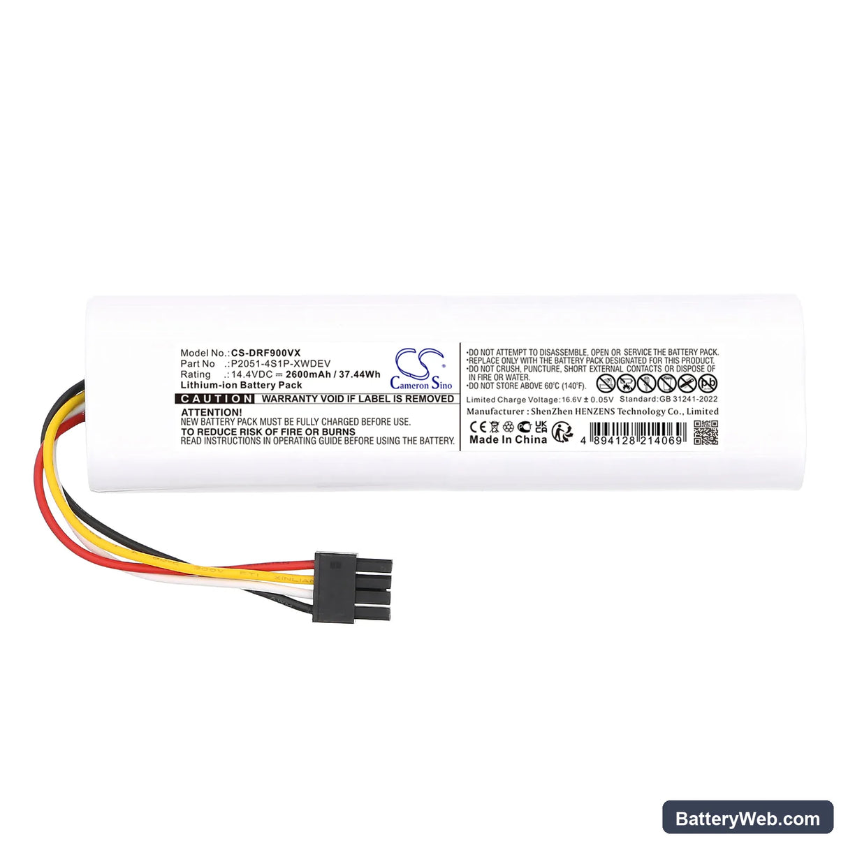 Dreame D9 Plus Replacement Battery, 14.4V, 2600mAh, Li-ion 3