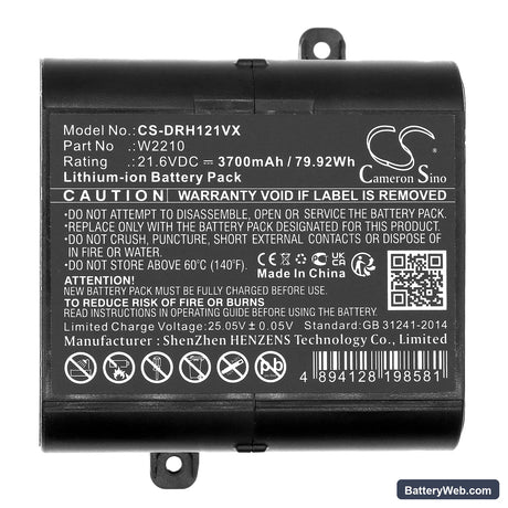 Dreame H12 Replacement Battery, 21.6V, 3700mAh, Li-ion 5
