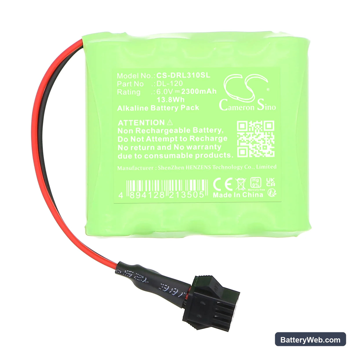 Intellikey Replacement Battery, 6V, 2300mAh, Alkaline 3