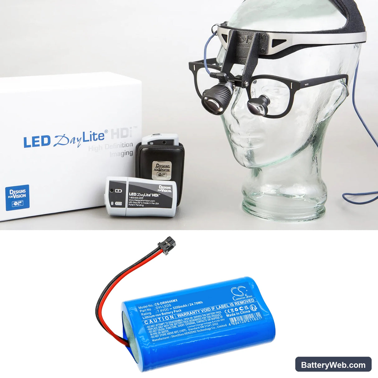 Vision LED DayLite Replacement Battery, 7.4V, 3350mAh, Li-ion 6
