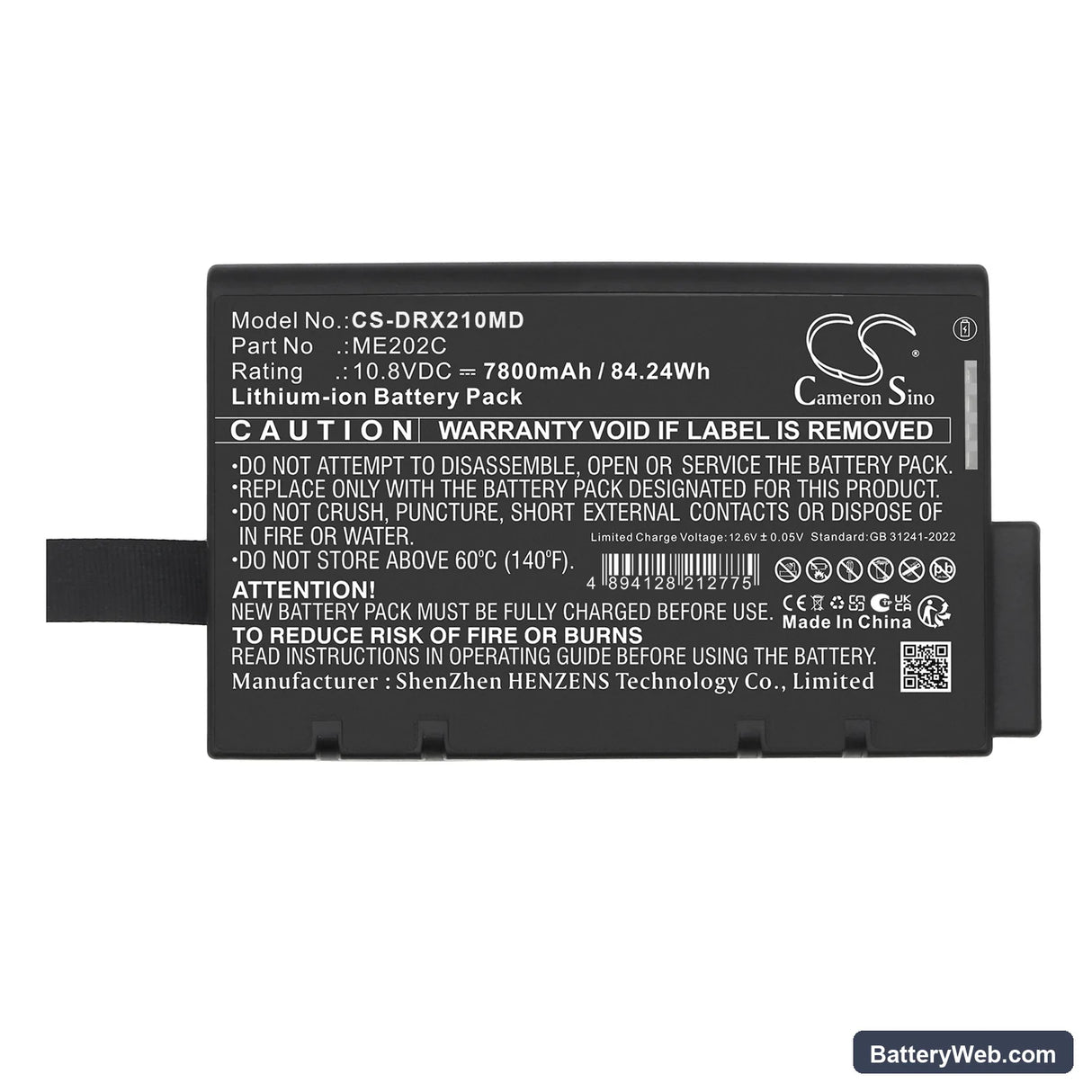 Drager Oxylog 2000 Plus Replacement Battery, 10.8V, 7800mAh, Li-ion 5