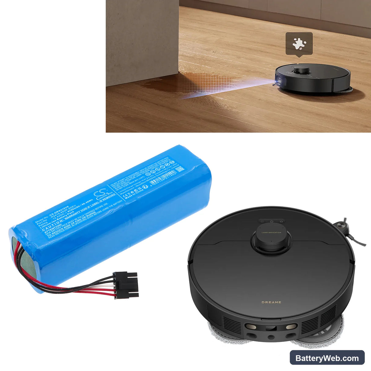 Dreame X40 Master Replacement Battery, 14.4V, 6700mAh, Li-ion 6