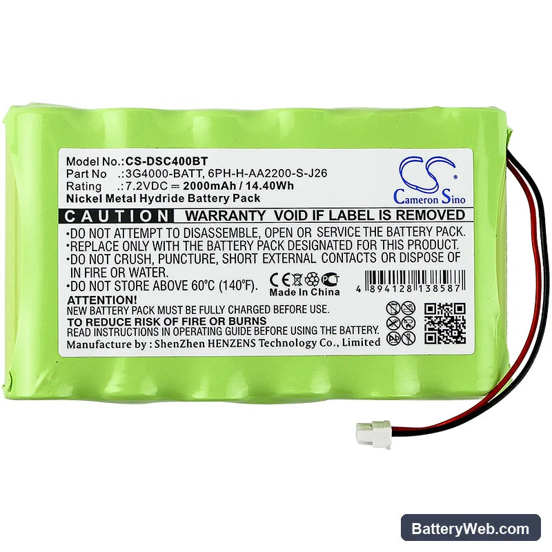 DSC 3G4000 Replacement Battery, 7.2V, 2000mAh, Ni-MH 3