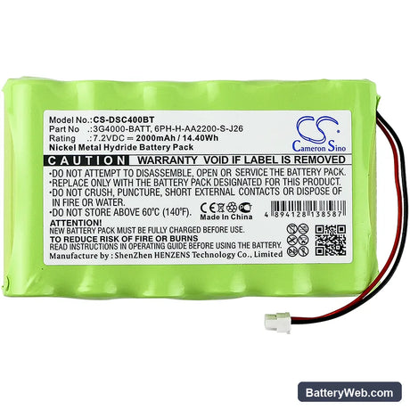 DSC 3G4000 Replacement Battery, 7.2V, 2000mAh, Ni-MH 3