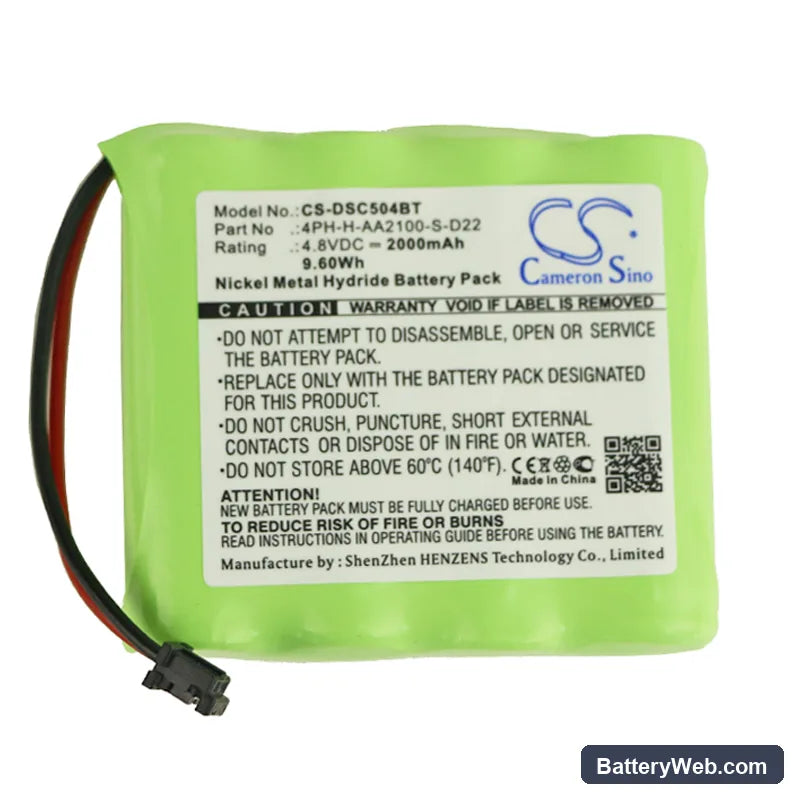 ADT Wireless Color Touchscreen Keypad Replacement Battery, 4.8V, 2000mAh, Ni-MH 3