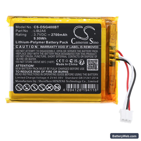 DSC GSM communicators GS4005 Replacement Battery, 3.7V, 2700mAh, Li-Polymer 3