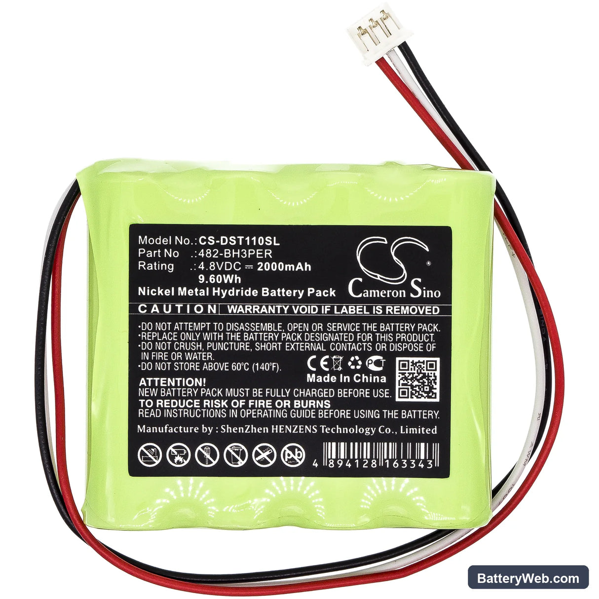 Imada DST-11 Digital Force Gauge Replacement Battery, 4.8V, 2000mAh, Ni-MH 3
