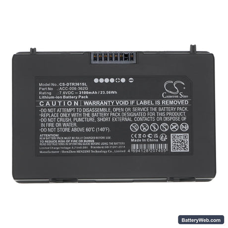 DT Research DT361AM Replacement Battery, 7.6V, 3100mAh, Li-ion 5