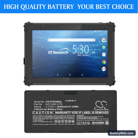 Oracle Micros Tablet 700 Replacement Battery, 3.7V, 8550mAh, Li-ion 6