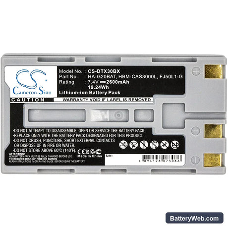 Casio DT-X30 Replacement Battery, 7.4V, 2600mAh, Li-ion 3