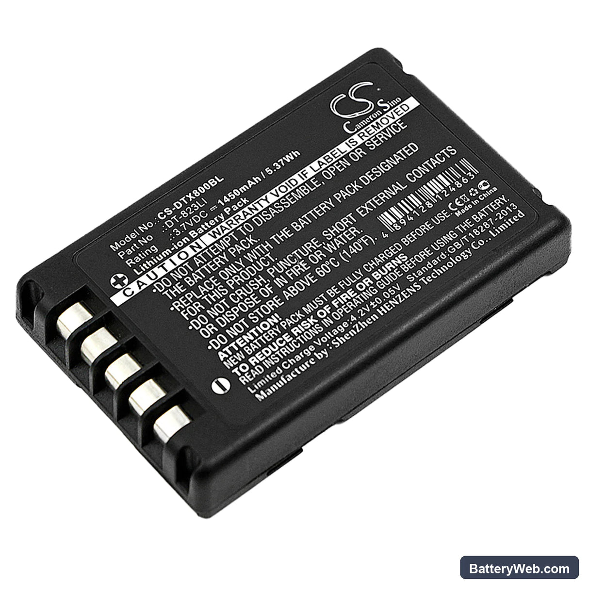 Casio DT-800 Replacement Battery, 3.7V, 1450mAh, Li-ion 1