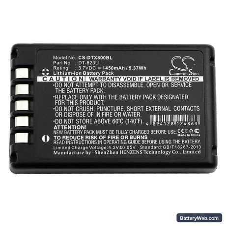 Casio DT-800 Replacement Battery, 3.7V, 1450mAh, Li-ion 3