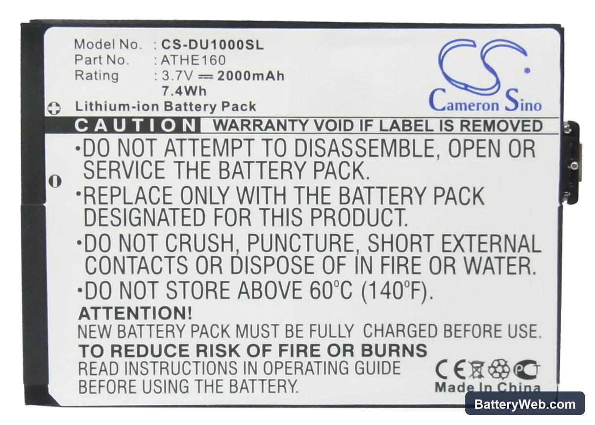 O2 XDA Flint Replacement Battery, 3.7V, 2000mAh, Li-ion 5