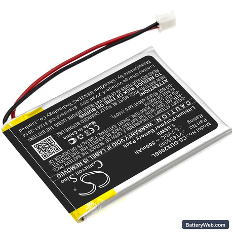 XDUOO X2 Replacement Battery, 3.7V, 500mAh, Li-Polymer 2
