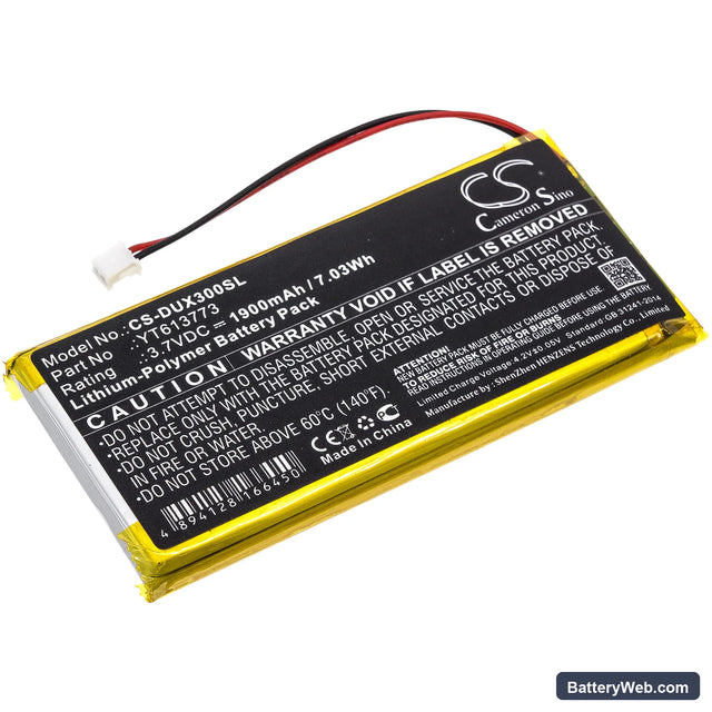 XDUOO X3 Replacement Battery, 3.7V, 1900mAh, Li-Polymer 1