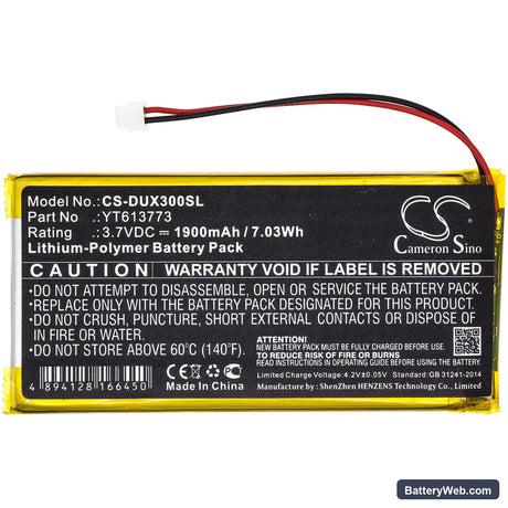 XDUOO X3 Replacement Battery, 3.7V, 1900mAh, Li-Polymer 3