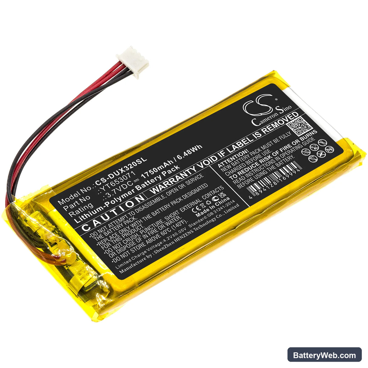 XDUOO X3 Mark II Replacement Battery, 3.7V, 1750mAh, Li-Polymer 1
