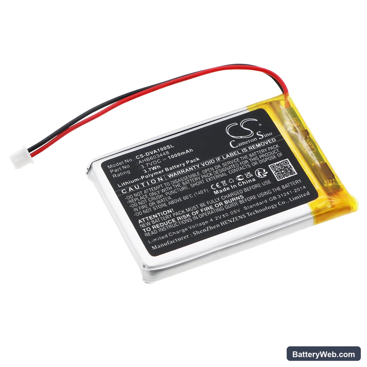 Divoom Aurabulb Replacement Battery, 3.7V, 1000mAh, Li-Polymer 1