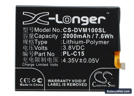 DOOV LM1 Replacement Battery, 3.8V, 2000mAh, Li-Polymer 1