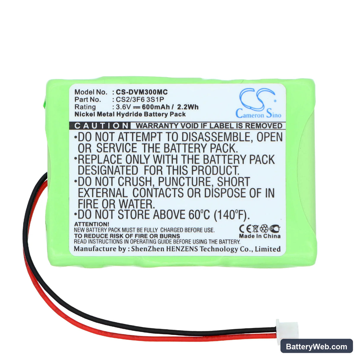Digital Ally DVM-RMT Replacement Battery, 3.6V, 600mAh, Ni-MH 3